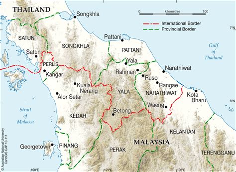 thailand malaysia border map